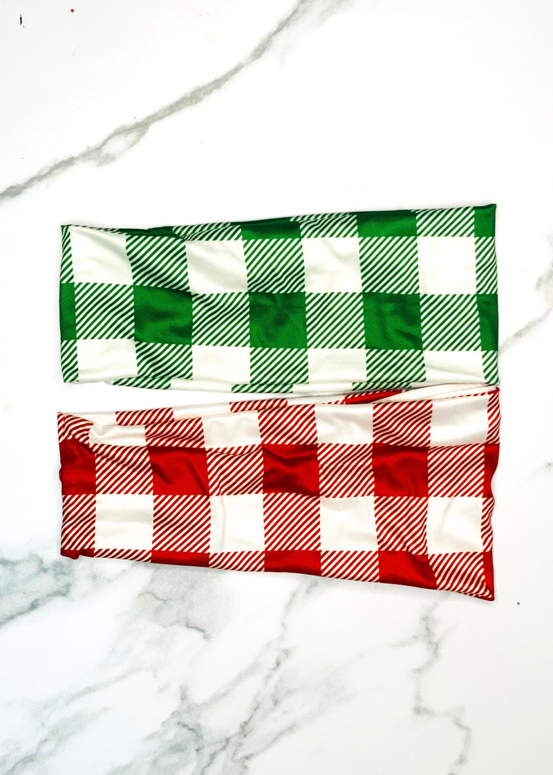 Holiday Plaid Extra Wide Yoga Headbands