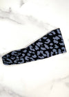 Black and Grey Leopard Print Running Headband 