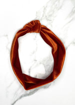 Burnt Orange Velvet Top Knot Headband